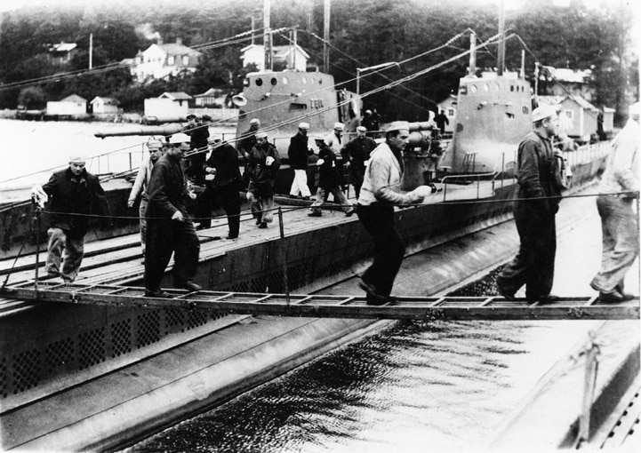 Polska ubåtsmän internerade i Vaxholm 1939