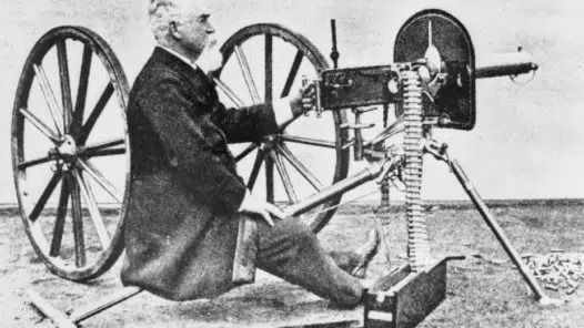 Hiram Maxime med sin kulspruta