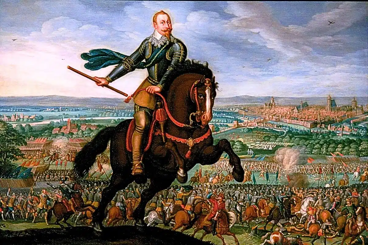 Gustav II Adolf går in i trettioåriga kriget 1630 med en reformerad armé och stark propaganda